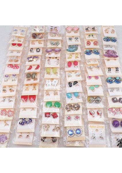 Küpeler 10 Çift Kadın Moda Kanca Damla Küpe Düğme Küpe Kadın Hediye Taşlı Küpe 4 Stil Ücretsiz Seçim (Yurt Dışından)