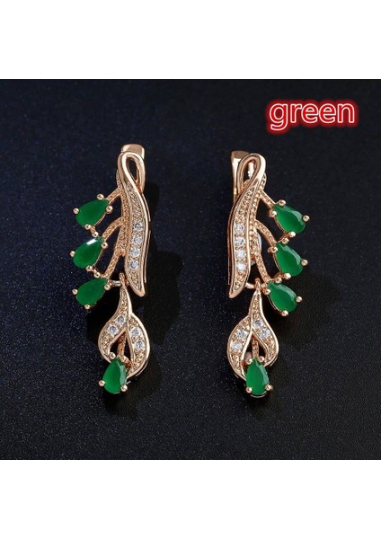 Kırmızı Stil 585 Rose Altın Çok Renkli Su Damlası Doğal Zirkon Düğün Parti Ince Takı Kadın Uzun Sarkan Küpe Moda Takı Güzel Hediye (Yurt Dışından) indirimleri