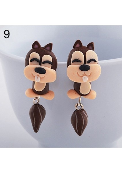 No.9 Boyutu Kadın Kızlar Sevimli 3D Tilki Kedi Maymun Hayvan Yırtıcı Eğreti Küpe Delme Küpe (Yurt Dışından)