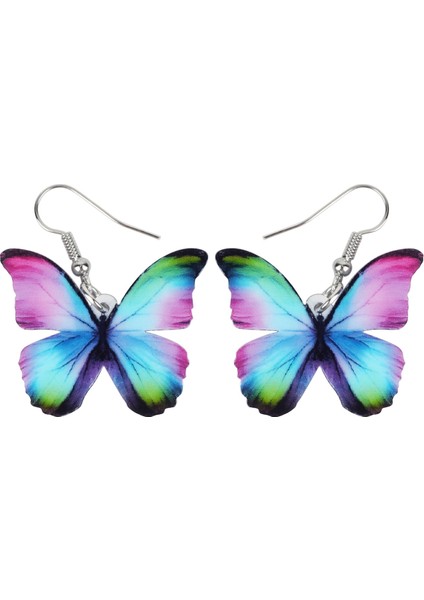 Bonsny Akrilik Çiçekli Kelebek Küpe Asma Damla Moda Böcek Takı Kadınlar Kızlar Gençler Çocuklar Charms Hediyeler (Yurt Dışından)