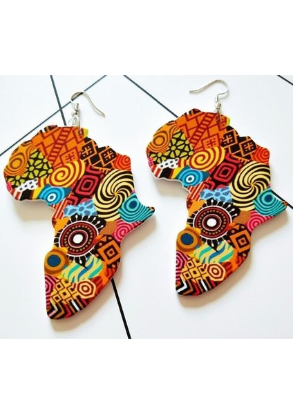 Çok Stil Çok Afrika Haritası Tipik Afrika Geleneksel Kostümler Zebra Zürafa Hayvan Baskılı Küpe Vintage Ahşap Parti Kulüp Takı (Yurt Dışından)