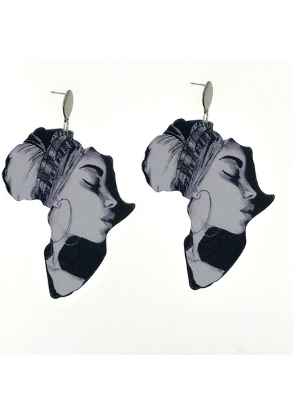 Çok Stil Çok Afrika Haritası Tipik Afrika Geleneksel Kostümler Zebra Zürafa Hayvan Baskılı Küpe Vintage Ahşap Parti Kulüp Takı (Yurt Dışından)