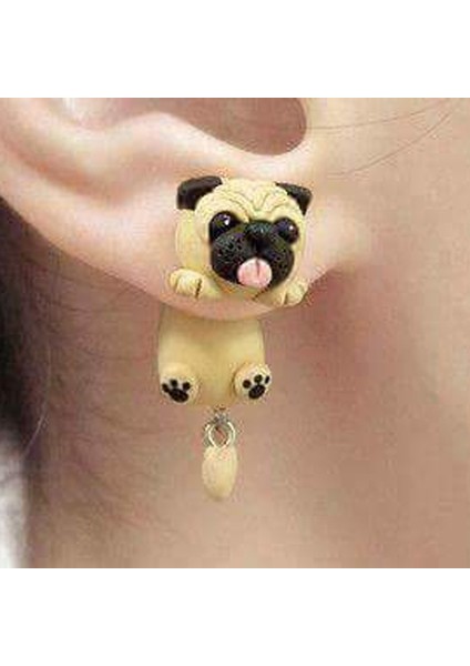Kadınlar Için El Yapımı Polimer Kil Yumuşak Sevimli Sharpei Pug Köpek Küpe Çizgi Film Hayvan Küpe Piercing Küpe Takı (Yurt Dışından)