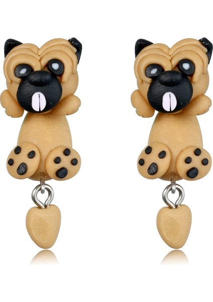 Kadınlar Için El Yapımı Polimer Kil Yumuşak Sevimli Sharpei Pug Köpek Küpe Çizgi Film Hayvan Küpe Piercing Küpe Takı (Yurt Dışından)