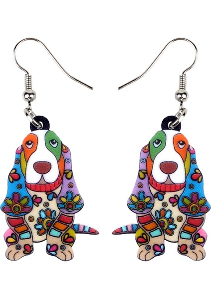 Siyah Stil Kadın Kızlar Gençler Pet Severler Için Akrilik Çiçekli Karikatür Basset Hound Köpek Küpe Damla Askı Yaratıcı Hayvan Takısı Hediye (Yurt Dışından) modelleri