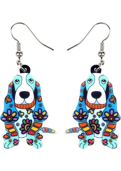 Siyah Stil Kadın Kızlar Gençler Pet Severler Için Akrilik Çiçekli Karikatür Basset Hound Köpek Küpe Damla Askı Yaratıcı Hayvan Takısı Hediye (Yurt Dışından) fırsatları