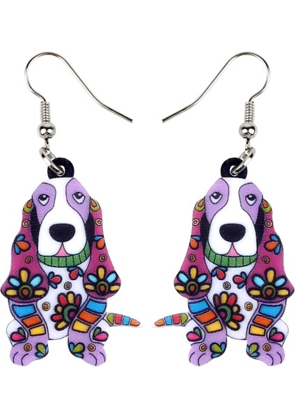 Siyah Stil Kadın Kızlar Gençler Pet Severler Için Akrilik Çiçekli Karikatür Basset Hound Köpek Küpe Damla Askı Yaratıcı Hayvan Takısı Hediye (Yurt Dışından) indirimleri