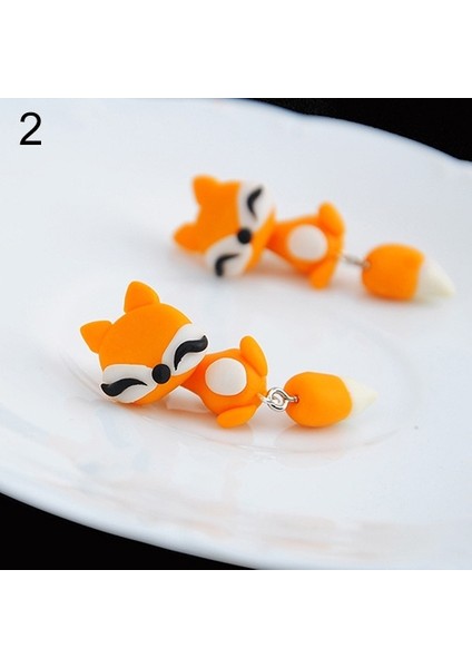 No.2 Boyutu Kadın Kızlar Sevimli 3D Tilki Kedi Maymun Hayvan Yırtıcı Eğreti Küpe Delme Küpe (Yurt Dışından)