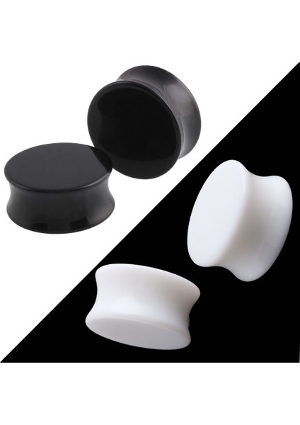 Siyah Stil No.20 Boyutu 1 Çift Akrilik Siyah ve Beyaz Kulak Tıkaç Tünelleri Kulak Genişletici Deldirme Vücut Takı Küpe (Yurt Dışından) fırsatları