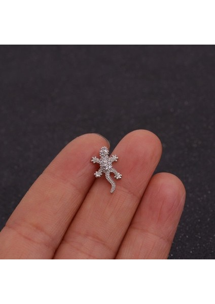 Gül Altın Tarzı 1 Adet Cz Hayvan Kertenkele Kıkırdak Küpe Kertenkele Sürüngen Helix Inci Kulak Piercing Takı Tragus Corew Geri Küpe (Yurt Dışından)