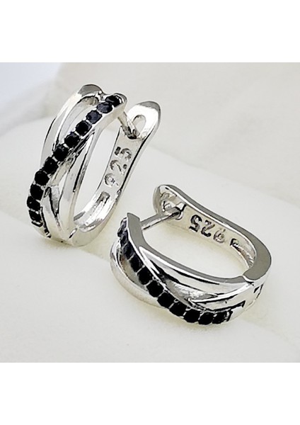 Küpeler Gümüş Siyah Safir Haç Küpe Düğün Takı Hediye Kadınlar Için (Yurt Dışından)