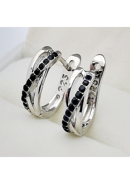 Küpeler Gümüş Siyah Safir Haç Küpe Düğün Takı Hediye Kadınlar Için (Yurt Dışından) modelleri