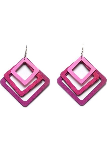 Gül Kırmızı Tarzı Yaratıcı Moda Tasarımı Geometrik Reçine Ahşap Küpe Damla Sallantılı Brincos Femme Bijoux Aksesuarlar (Yurt Dışından) fırsatları