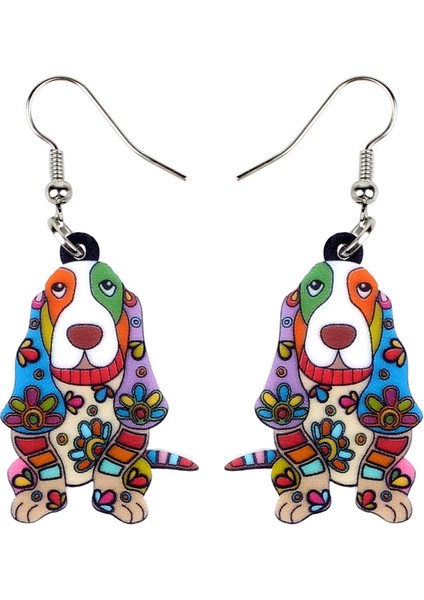 Kırmızı Stil Kadın Kızlar Gençler Pet Severler Için Akrilik Çiçekli Karikatür Basset Hound Köpek Küpe Damla Askı Yaratıcı Hayvan Takısı Hediye (Yurt Dışından) fiyatları