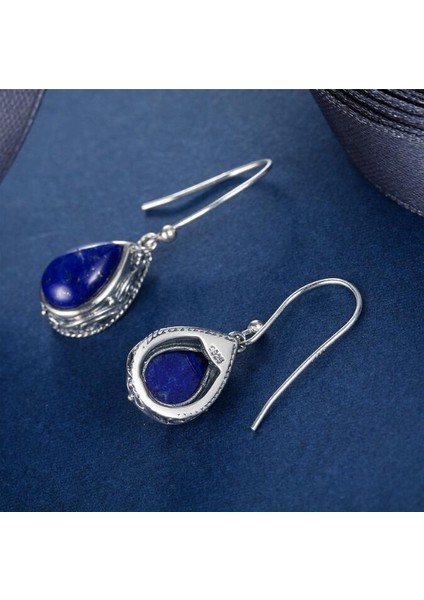 Mavi Stil Kadınlar Için Doğal Lapis Lazuli Küpe 925 Ayar Gümüş Takı Su Damlası Küpe (Yurt Dışından) fırsatları