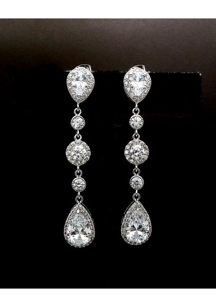Beyaz Stil Gözyaşı Beyaz Safir Kristal Gümüş Damlalı Küpe Takı Düğün Hediye (Yurt Dışından) modelleri