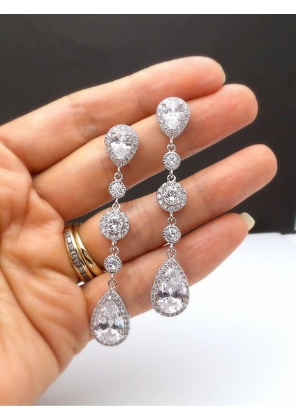 Beyaz Stil Gözyaşı Beyaz Safir Kristal Gümüş Damlalı Küpe Takı Düğün Hediye (Yurt Dışından) fırsatları