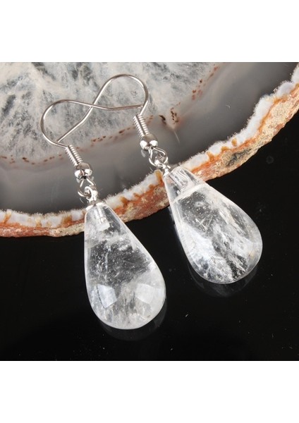 Kuvars Temizle 1 Çift Ametist Açık Kuvars Lapis Lazuli Turkuaz Gül Kuvars Opal Obsidyen Jasper Damla Konik Boncuk Kanca Küpe (Yurt Dışından)