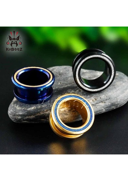 Mavi Stil 16 mm Kubooz Lüks Paslanmaz Çelik Zımparalı Kulak Genişletici Vücut Delme Takı Kulak Tünel Küpe 1 Çift (Yurt Dışından)