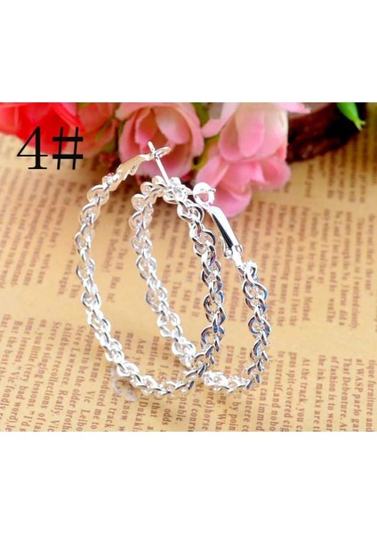 Gümüş Tarzı No.13 Boyutu 925 Ayar Gümüş Dokulu Kulak Çivisi Büyük Yuvarlak Halka Küpe Kadın Takı (Yurt Dışından) indirimleri