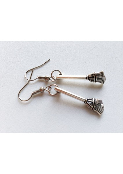 Süpürge Küpe Süpürge Kolye Charm Sarkan Küpe 3D Charm Retro Takı Harika Hediye Cadı Küpe Cadı Hediye Temizlik Aracı (Yurt Dışından)