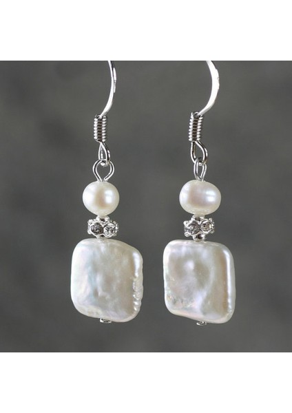 Gümüş Tarzı Kare Inci Düşen Küpe El Yapımı (Yurt Dışından) fiyatları