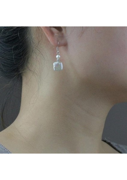 Gümüş Tarzı Kare Inci Düşen Küpe El Yapımı (Yurt Dışından) fırsatları