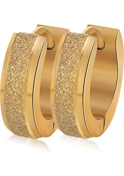 Altın Tarzı Erkek Kadın Gümüş Altın Mat Paslanmaz Çelik Küpe Boyut: 13 Mm=0.5 Inç (Yurt Dışından)