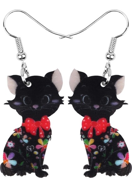 Siyah Stil Kızlar Kadınlar Gençler Çocuklar Için Akrilik Anime Çiçekli Kedi Yavrusu Küpe Düşen Damla Takı Hayvan Kolyeler Süslemeler Şıklık Hediye Aksesuarları (Yurt Dışından)
