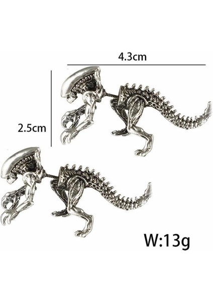 Gümüş Tarzı Dinozor Canavar Küpe Küpe Cadılar Bayramı Uzaylılar Moda Cool Kadın Erkek Hediyeler (Yurt Dışından)