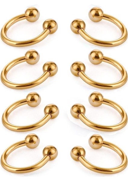 8 Adet Altın Kadın Erkek Çelik Vücut Takı Dudak Meme Kaş Dudağı Halka Hoop - 16G Burun Septum Halka At Kepçe Piercing'in Halka Ear Piercings Için - (Yurt Dışından)