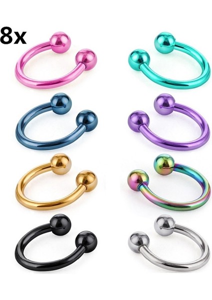 8 Adet Altın Kadın Erkek Çelik Vücut Takı Dudak Meme Kaş Dudağı Halka Hoop - 16G Burun Septum Halka At Kepçe Piercing'in Halka Ear Piercings Için - (Yurt Dışından)