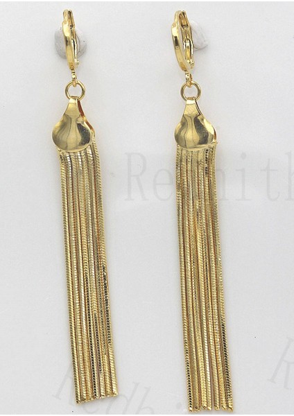 Altın Tarzı 18 Ayar Altın Kaplama - 7,4 cm Püsküllü Çok Katmanlı Zincir Bohemya Asılı Parti Küpeleri (Yurt Dışından) modelleri