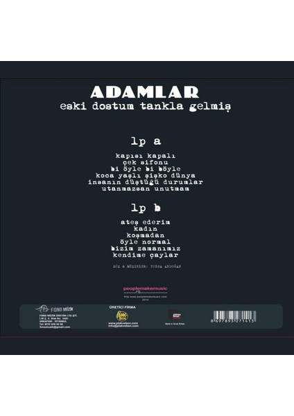 Adamlar Eski Dostum Tankla Gelmiş - Plak