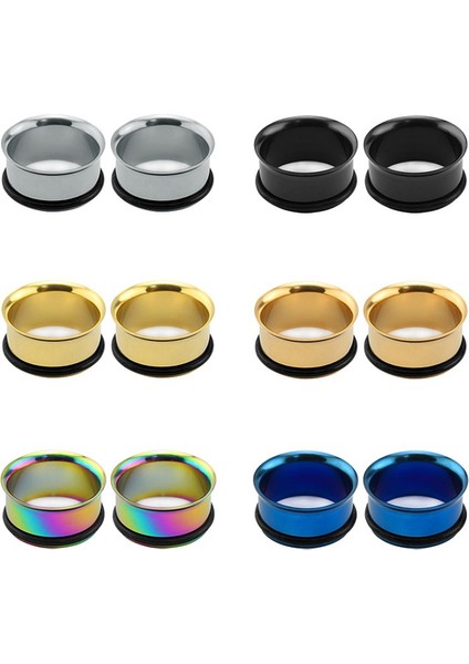 Siyah Stil 22 mm 3 Çift Paslanmaz Çelik Tek Flare Kulak Tünelleri Fişler ile Silikon O-Yüzük Kulak Stretcher Genişletici (Yurt Dışından) fiyatları