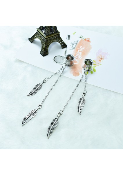 Altın Tarzı 14 mm 1 Çift Sallanan Zincir Metal Tüy Kulak Tünel Fişler ve Ölçüleri Kulak Genişletici Gerdirme Vücut Delme Takıları (Yurt Dışından) modelleri