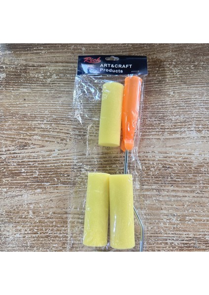 Sarı Sünger Metal Sap Boyama Rulo Set 10 cm Büyük