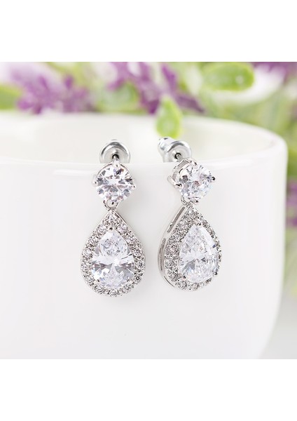Beyaz Stil Yeni Tasarım Gümüş Damla Uzun Doğal Değerli Taş Küpe Beyaz Safir Doğum Taşı Gelin Düğün Nişan Küpe Küpe Takı 4 Renk Arasından Seçim Yapın (Yurt Dışından)
