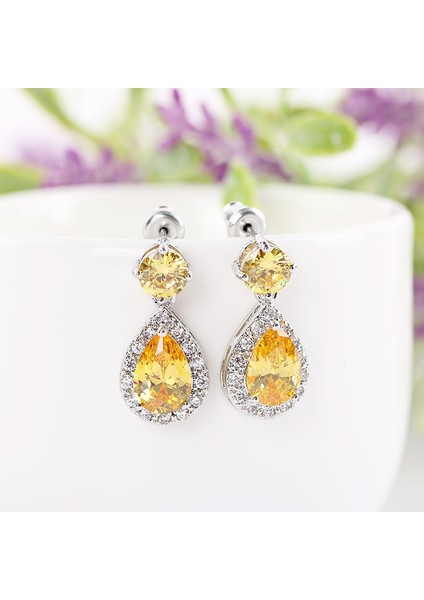 Beyaz Stil Yeni Tasarım Gümüş Damla Uzun Doğal Değerli Taş Küpe Beyaz Safir Doğum Taşı Gelin Düğün Nişan Küpe Küpe Takı 4 Renk Arasından Seçim Yapın (Yurt Dışından)