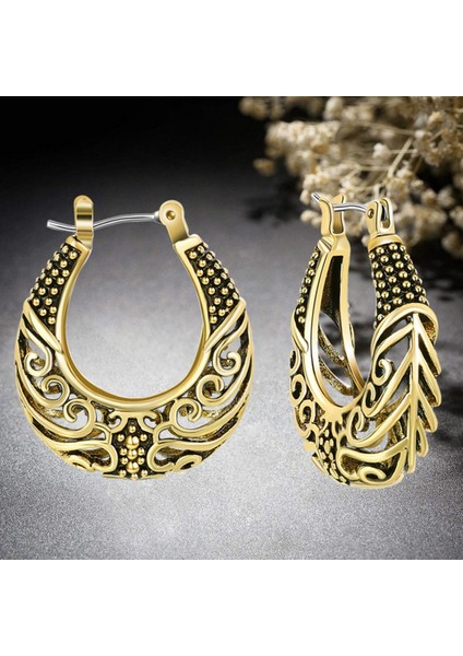 Antika Altın Tarzı Kadınlar Için Antika Gümüş Antika Altın Oymalı Halka Küpe (Yurt Dışından) fiyatları