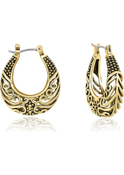 Antika Altın Tarzı Kadınlar Için Antika Gümüş Antika Altın Oymalı Halka Küpe (Yurt Dışından) modelleri