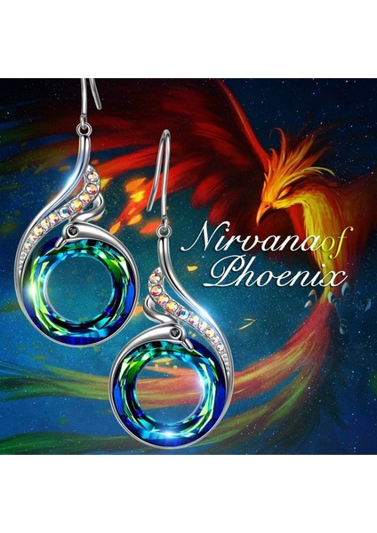 Çok Renkli Stil Kadın Nirvana Kuşu Kristal Küpeler Mavi Çoklu (Yurt Dışından)