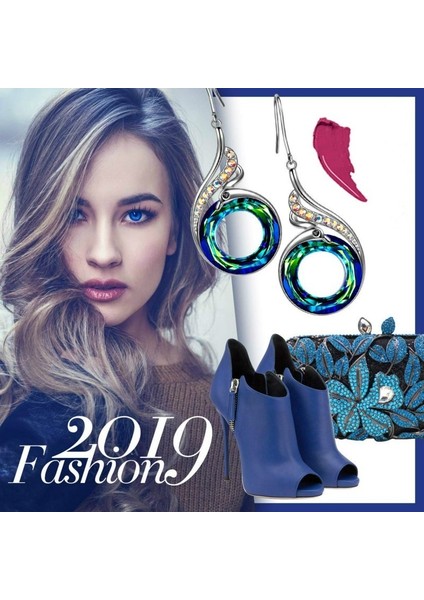 Çok Renkli Stil Kadın Nirvana Kuşu Kristal Küpeler Mavi Çoklu (Yurt Dışından) fırsatları