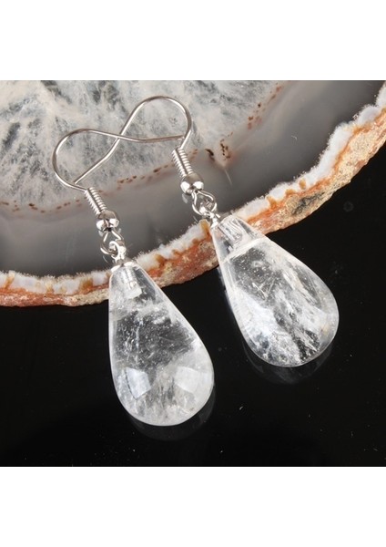 Kuvars Temizle 1 Çift Ametist Saf Kuvars Lapis Lazuli Turkuaz Gül Kuvars Opal Obsidyen Jasper Damla Konik Boncuk Kanca Diy Küpe (Yurt Dışından)
