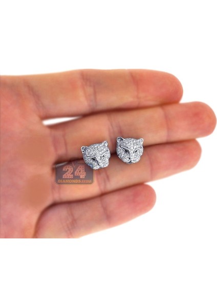 Parlak Kadın Takıları Gümüş Beyaz Safir Küpe Düğün Nişan Leopar Küpe (Yurt Dışından) indirimleri