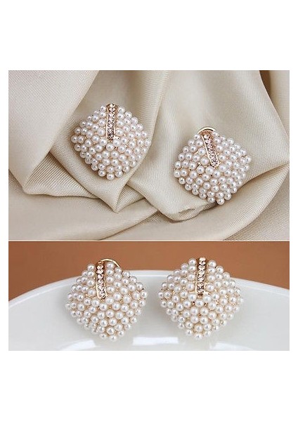 Yeni Kadınlar Retro Şık Kristal Taşlı Beyaz Inci Rombo Küpe Küpeler (Yurt Dışından) fiyatları