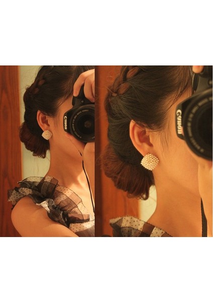 Yeni Kadınlar Retro Şık Kristal Taşlı Beyaz Inci Rombo Küpe Küpeler (Yurt Dışından) modelleri