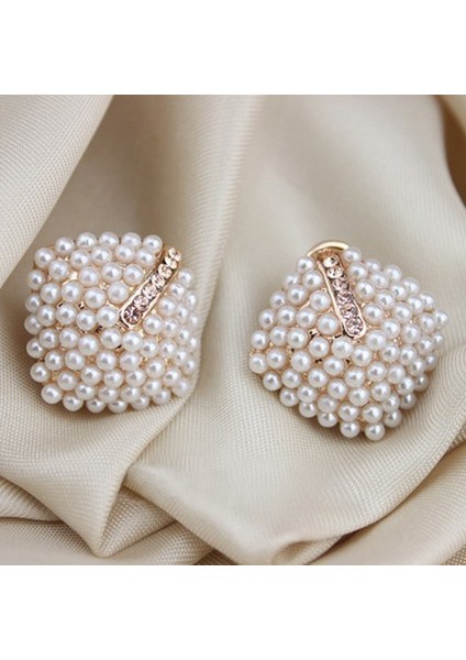 Yeni Kadınlar Retro Şık Kristal Taşlı Beyaz Inci Rombo Küpe Küpeler (Yurt Dışından) indirimleri