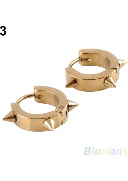 Altın Tarzı Bir Erkek Kadın Modası Titanyum Çelik Punk Nitaralı Küpe Gotik Halka Küpe Sevimli Takı (Yurt Dışından)