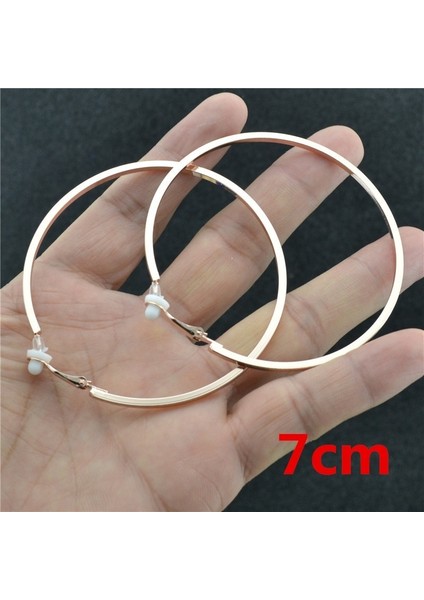Gül Altın Tarzı 7 cm Kadınlar Için Deliksiz Kulak Üstü Küpe Büyük Kare Alaşım Çember Gümüş ve Altın Renkli Moda Takı (Yurt Dışından)